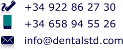 +34 922 86 27 30 +34 658 94 55 26 info@dentalstd.com